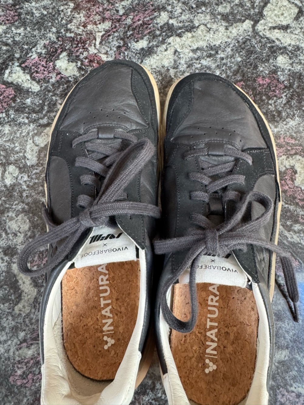 OluKai Men's Gray Leather Lace-Up Sneakers with Cork Insole